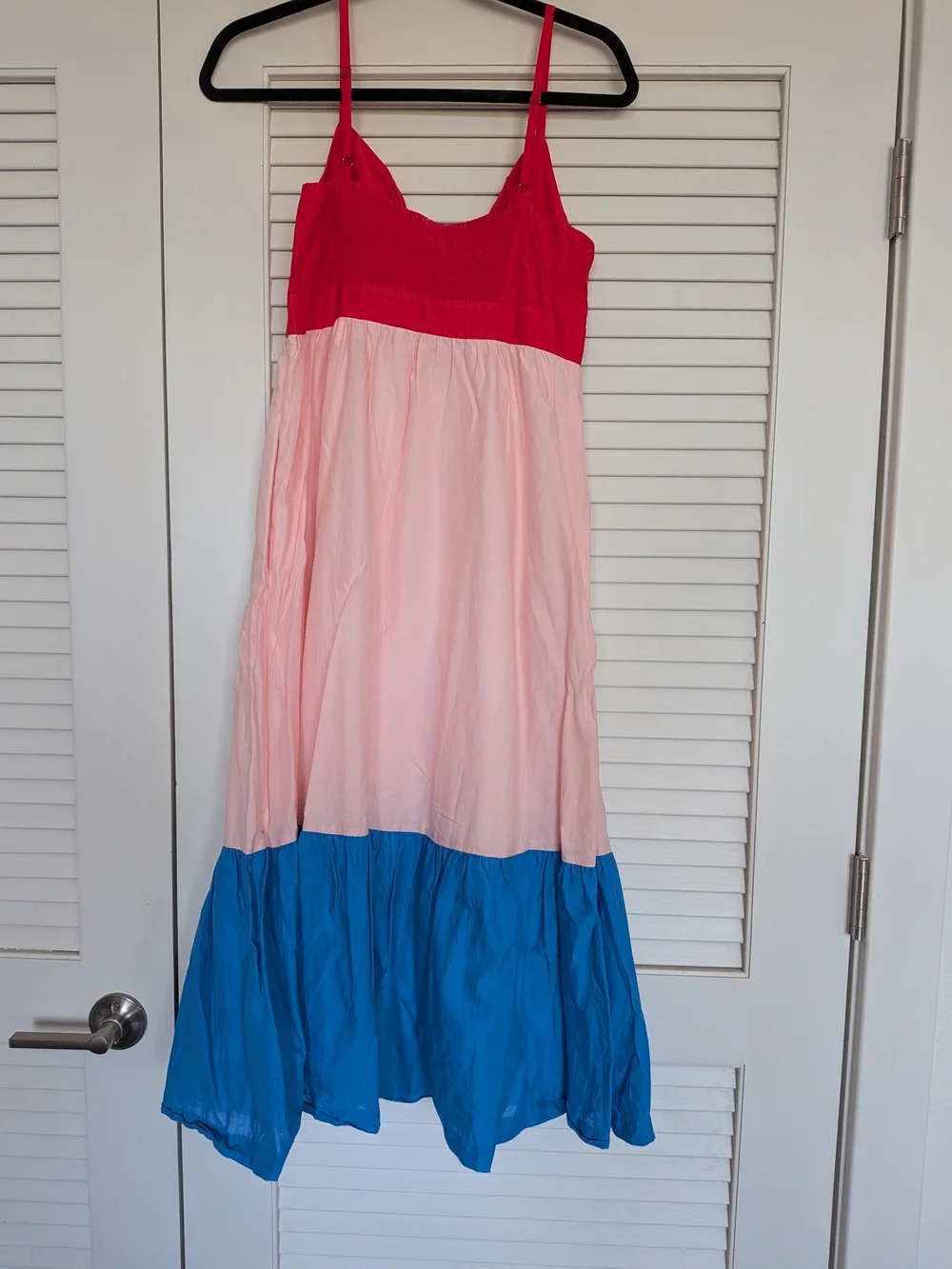 J. Crew Colorblock Midi Sundress in Red, Pink & Blue